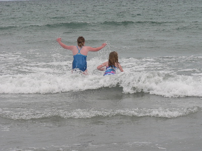 Susie and Becca in the ocean